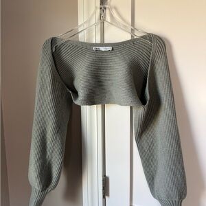 Zara Olive Green Ribbed Sweater